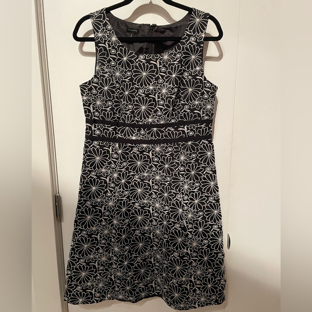 Talbots Black and White Dress with Black set in Belt